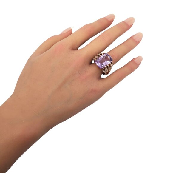 Sonia Bitton Sterling Silver Rose Gold Plated Purple Stone Ring Size 8 #22638 - Picture 9 of 9